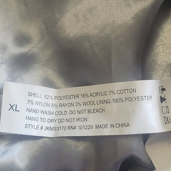 Jade & Ivory Blue and Gray Plaid Wool Blend Shacket with Pockets - XL - Picture 9 of 10